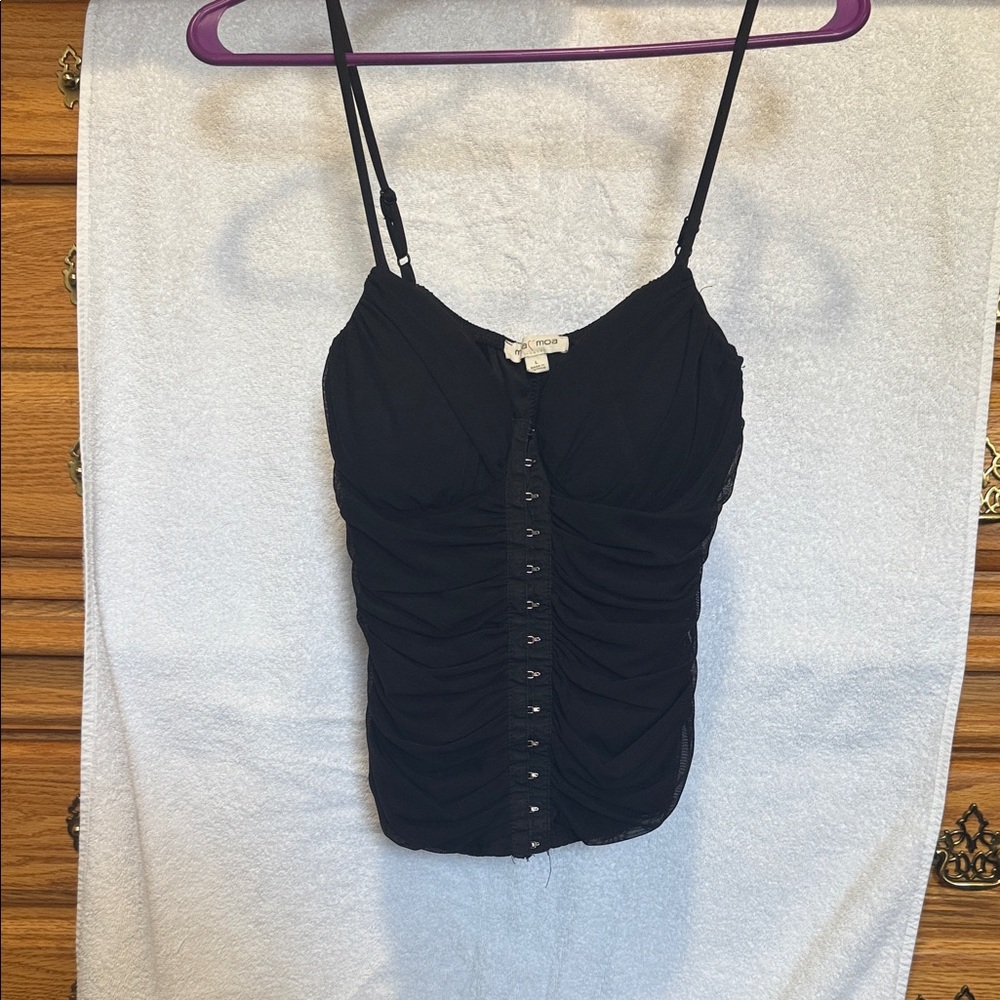 Moa Moa Black Ruched Camisole Top
